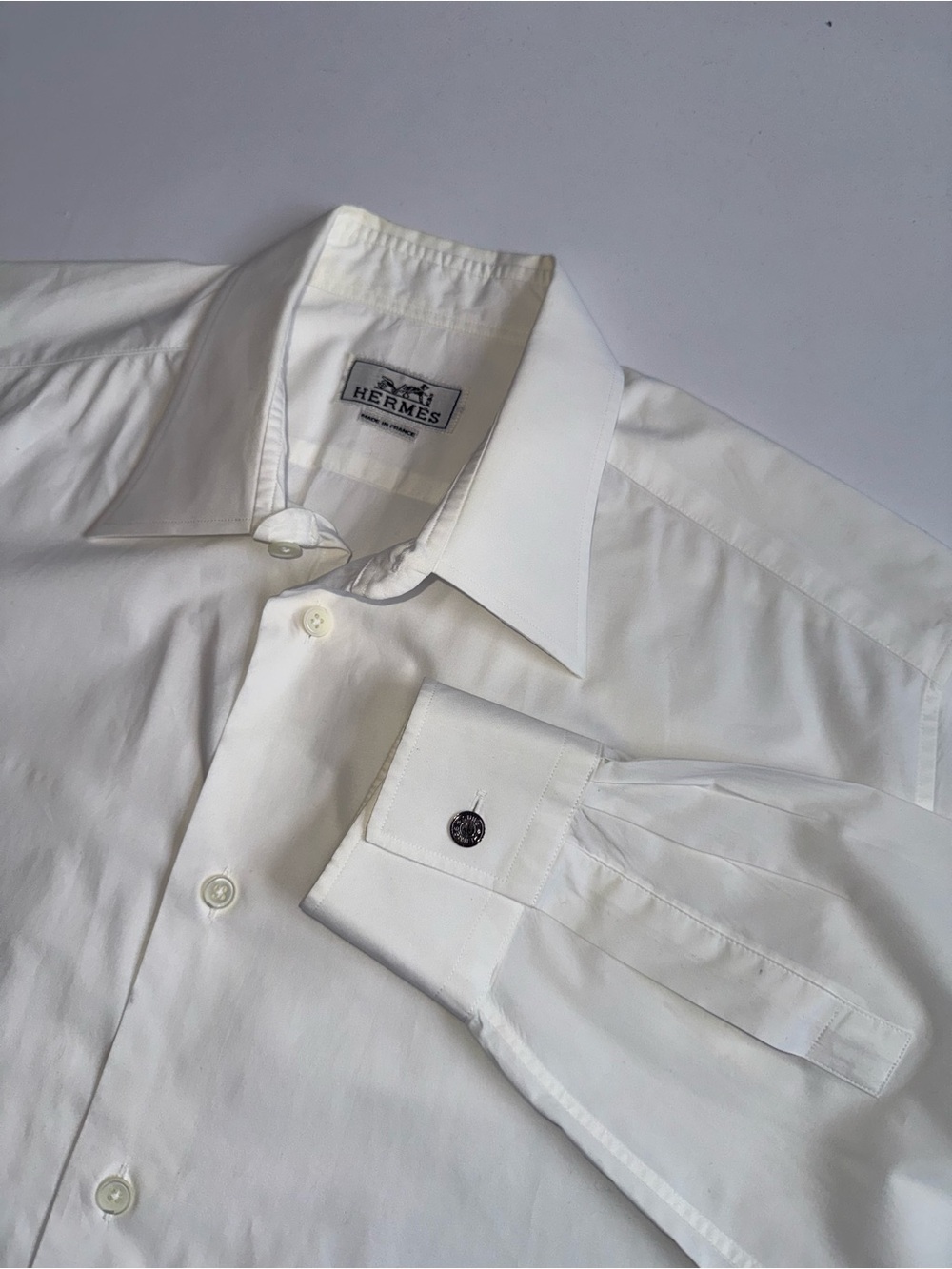 Hermès Men’s Size 41 15 White Cotton Dress Shirt Made in France